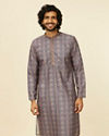 Oxford Blue Floral Jaal Patterned Kurta Set